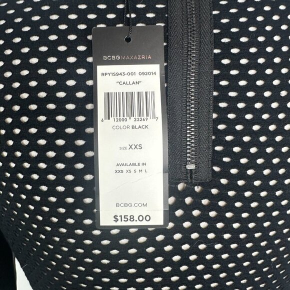 NWT BCBG MAX AZRIA Callan Long Sleeve Faux Leather Mesh Contrast Back Top XXS - Picture 11 of 13